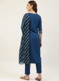 Blue Trendy Salwar Suit in Crepe Silk with Designer - 2