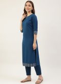 Blue Trendy Salwar Suit in Crepe Silk with Designer - 3