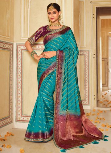 Blue Trendy Saree in Fancy Fabric with Border