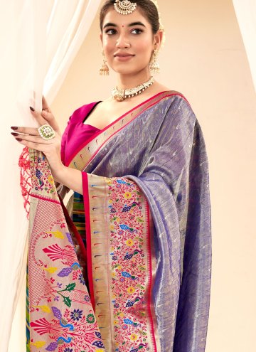 Blue Trendy Saree in Handloom Silk with Jacquard Work