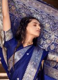 Blue Trendy Saree in Satin Silk with Woven - 2