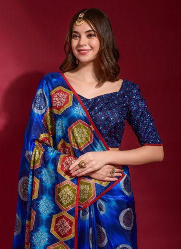 Blue Trendy Saree in Silk with Foil Print