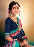 Blue Tussar Silk Printed Designer Saree for Ceremonial - 1