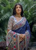 Blue Tussar Silk Woven Classic Designer Saree for Casual - 2