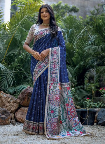 Blue Tussar Silk Woven Classic Designer Saree for Casual