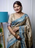 Blue Tussar Silk Woven Trendy Saree for Casual - 1