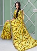 Border Faux Georgette Yellow Trendy Saree - 1
