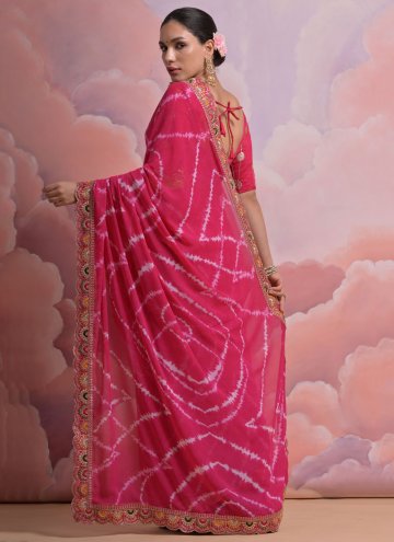 Border Georgette Pink Trendy Saree