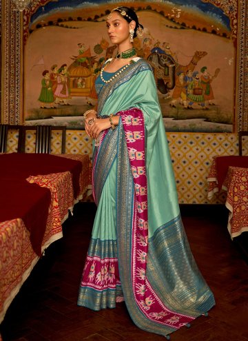Border Patola Silk Turquoise Designer Saree