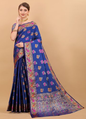 Border Silk Blue Classic Designer Saree