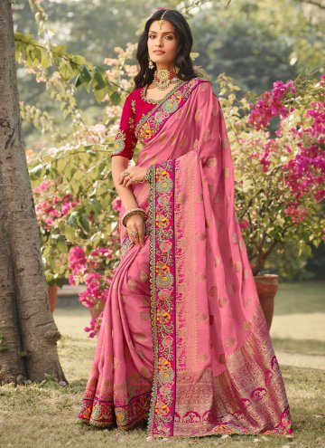 Border Silk Pink Classic Designer Saree