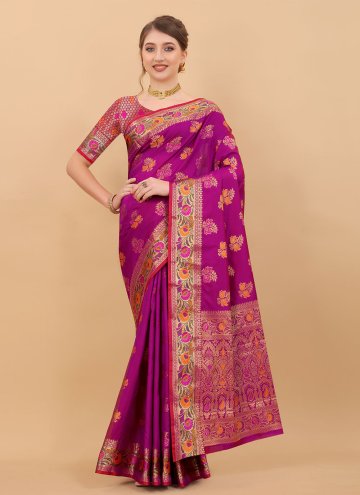 Border Silk Purple Classic Designer Saree