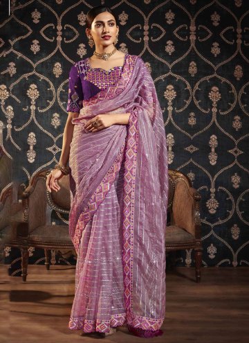 Border Silk Purple Designer Saree