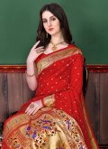 Border Silk Red Trendy Saree - 1