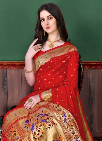 Border Silk Red Trendy Saree