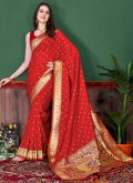 Border Silk Red Trendy Saree - 2