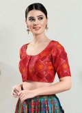 Brocade Designer Blouse in Red Enhanced with Woven - 1