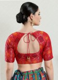 Brocade Designer Blouse in Red Enhanced with Woven - 2