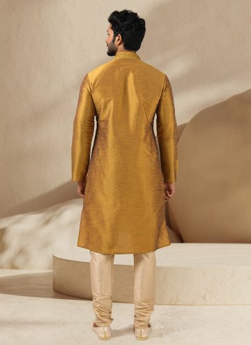 Brown Art Banarasi Silk Embroidered Kurta Pyjama for Ceremonial
