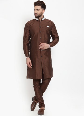 Brown Banarasi Plain Work Kurta Pyjama