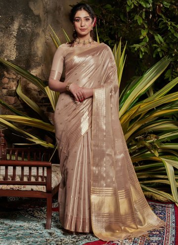 Brown Banarasi Woven Designer Saree