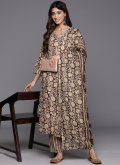 Brown Blended Cotton Printed Salwar Suit for Ceremonial - 1