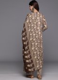 Brown Blended Cotton Printed Salwar Suit for Ceremonial - 2