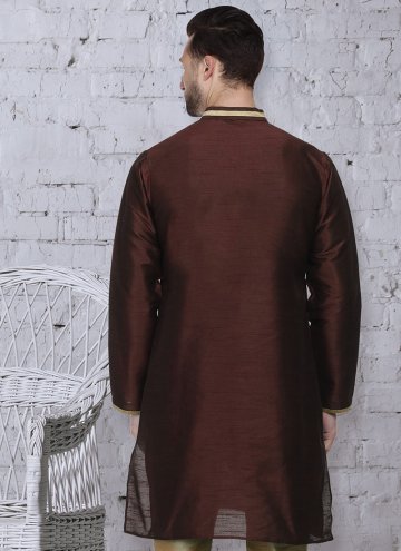 Brown color Art Dupion Silk Kurta with Embroidered