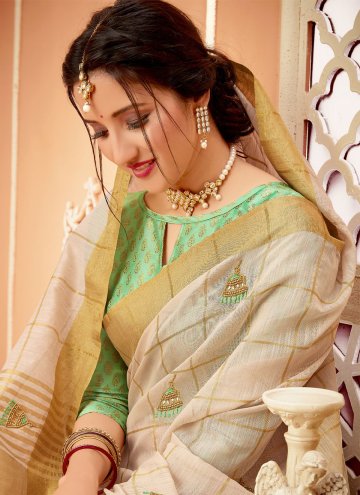 Brown color Cotton  Classic Designer Saree with Khatli Work
