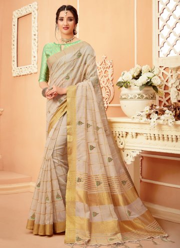 Brown color Cotton  Classic Designer Saree with Kh