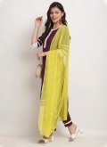 Brown color Cotton  Salwar Suit with Lace - 2