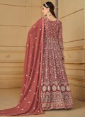 Brown color Faux Georgette Trendy Salwar Kameez with Embroidered - 1