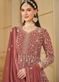 Brown color Faux Georgette Trendy Salwar Kameez with Embroidered - 2