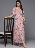 Brown color Floral Print Polyester Casual Kurti - 1