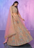 Brown color Georgette Designer Lehenga Choli with Embroidered - 2