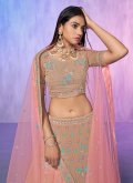 Brown color Georgette Designer Lehenga Choli with Embroidered - 3