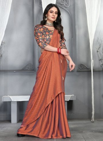 Brown color Plain Work Silk Designer Saree