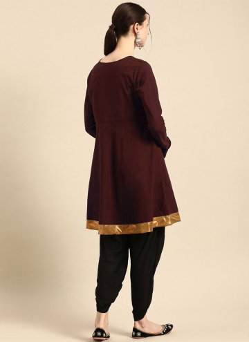 Brown color Rayon Casual Kurti with Embroidered