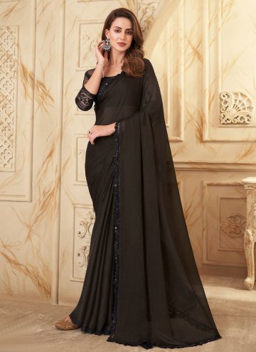 Brown Contemporary Saree in Georgette with Border