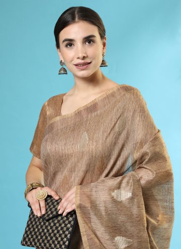 Brown Contemporary Saree in Handloom Silk with Woven