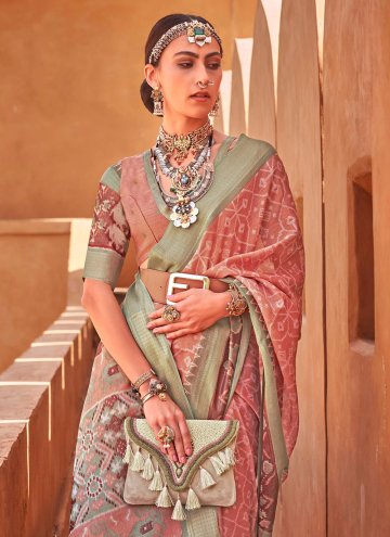 Brown Cotton Silk Border Designer Saree for Ceremonial