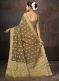 Brown Faux Georgette Woven Trendy Saree for Ceremonial - 1