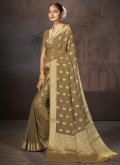 Brown Faux Georgette Woven Trendy Saree for Ceremonial - 2