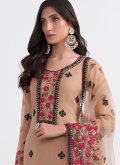 Brown Georgette Embroidered Salwar Suit - 1