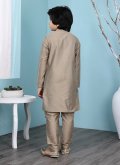 Brown Handloom Silk Patchwork Kurta Pyjama - 1