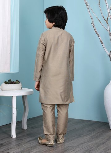 Brown Handloom Silk Patchwork Kurta Pyjama