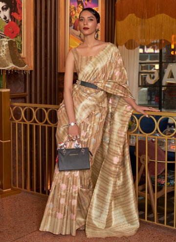Brown Handloom Silk Woven Contemporary Saree for Festival