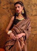 Brown Handloom Silk Woven Trendy Saree for Ceremonial - 1