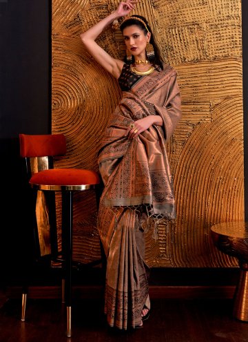 Brown Handloom Silk Woven Trendy Saree for Ceremon