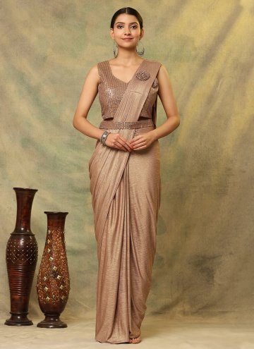 Brown Imported Embroidered Trendy Saree